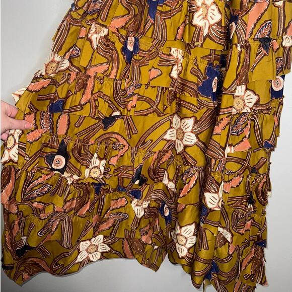 Ulla Johnson Nia Midi Dress in Copper Floral Ruffle Tiered Skirt Size 0/XS - Picture 11 of 11